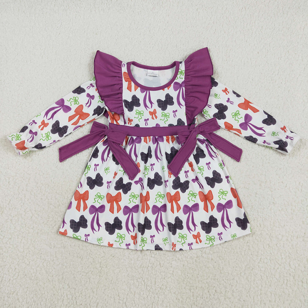 Sibling Baby Girls Halloween Colorful Bows Rompers Dresses