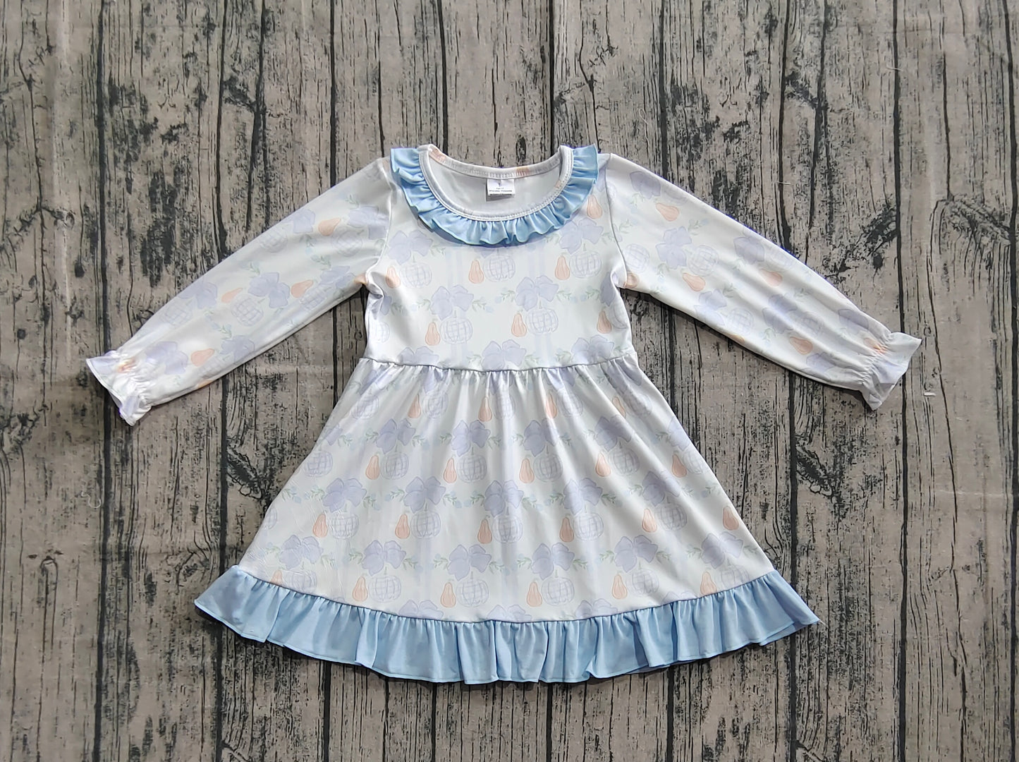 Baby Girls Pumpkins Flowers Plaid Fall Knee Length Dresses