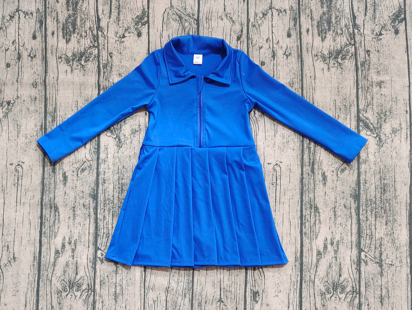 Baby Girls Hot Blue Long Sleeves Zipper Shorts Yoga Activity Knee Length Dress