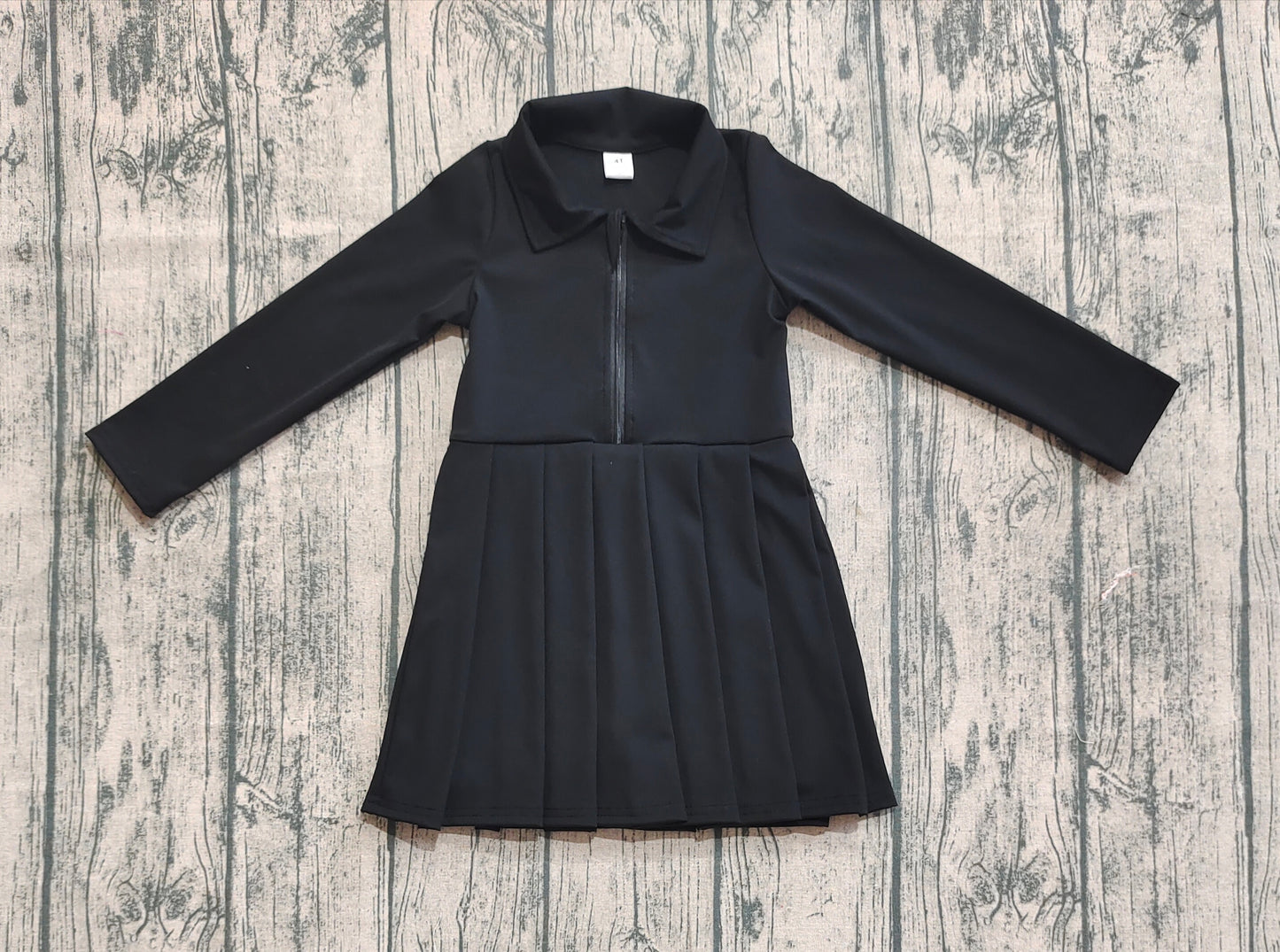 Baby Girls Black Long Sleeves Zipper Yoga Active Wear Dresses