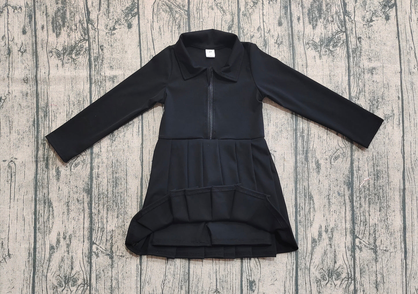 Baby Girls Black Long Sleeves Zipper Yoga Active Wear Dresses