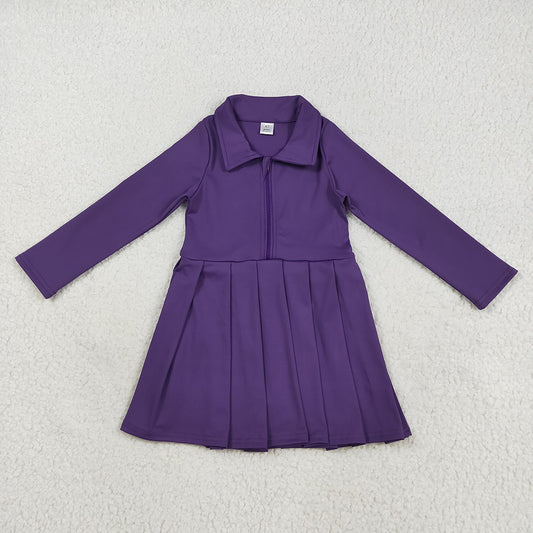Baby Girls Purple Long Sleeves Zipper Yoga Active Knee Length Dresses