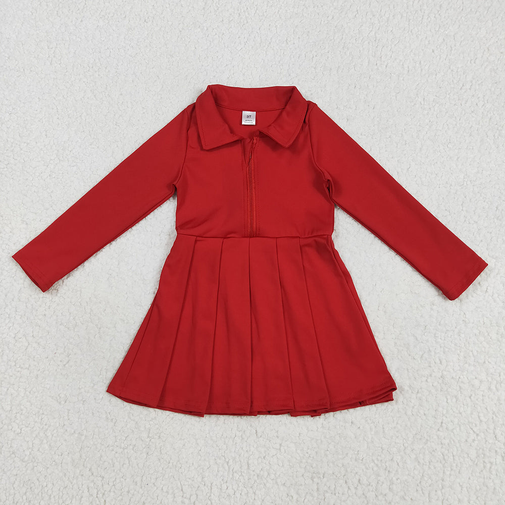 Baby Girls Yoga Red Long Sleeves Zipper Knee Length Dresses