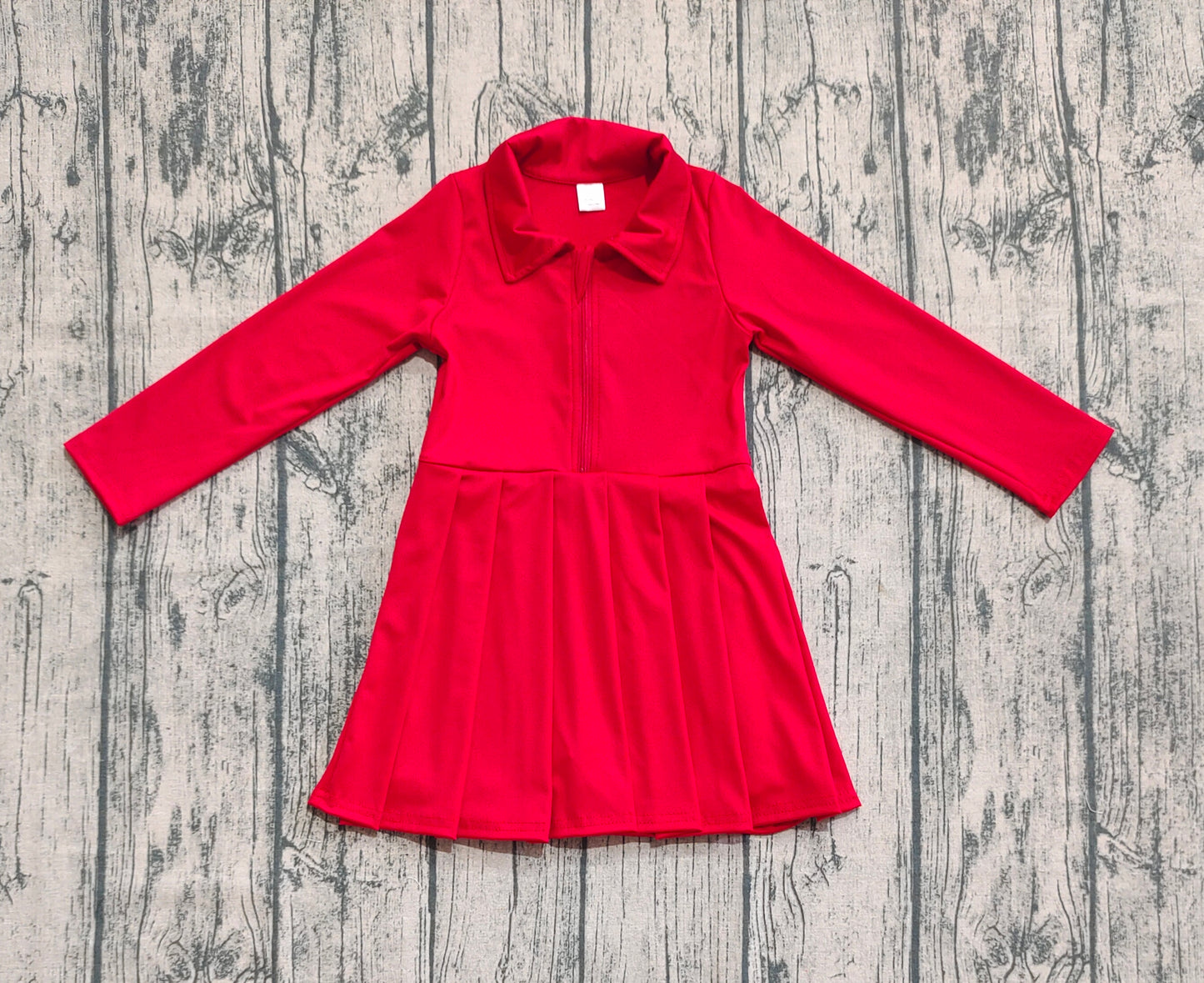 Baby Girls Yoga Red Long Sleeves Zipper Knee Length Dresses