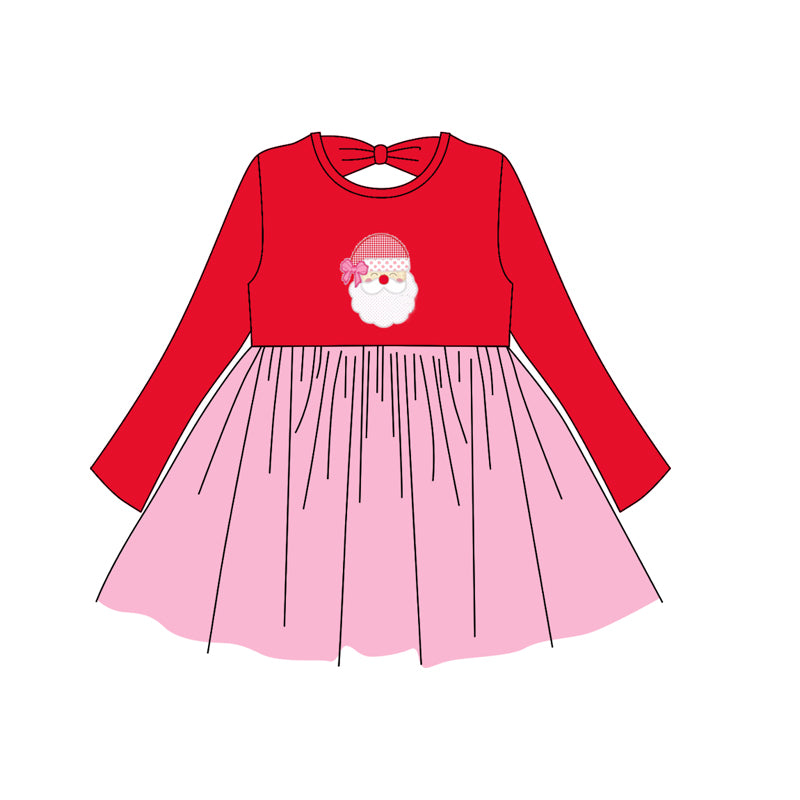 Baby Girls Red Long Sleeves Bows Santa Knee Length Dresses Preorder