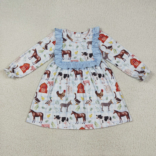 Baby Girls Fall Houses Chicks Farm Knee Length Dresses