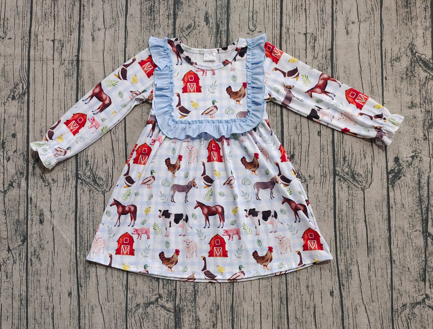 Baby Girls Fall Houses Chicks Farm Knee Length Dresses