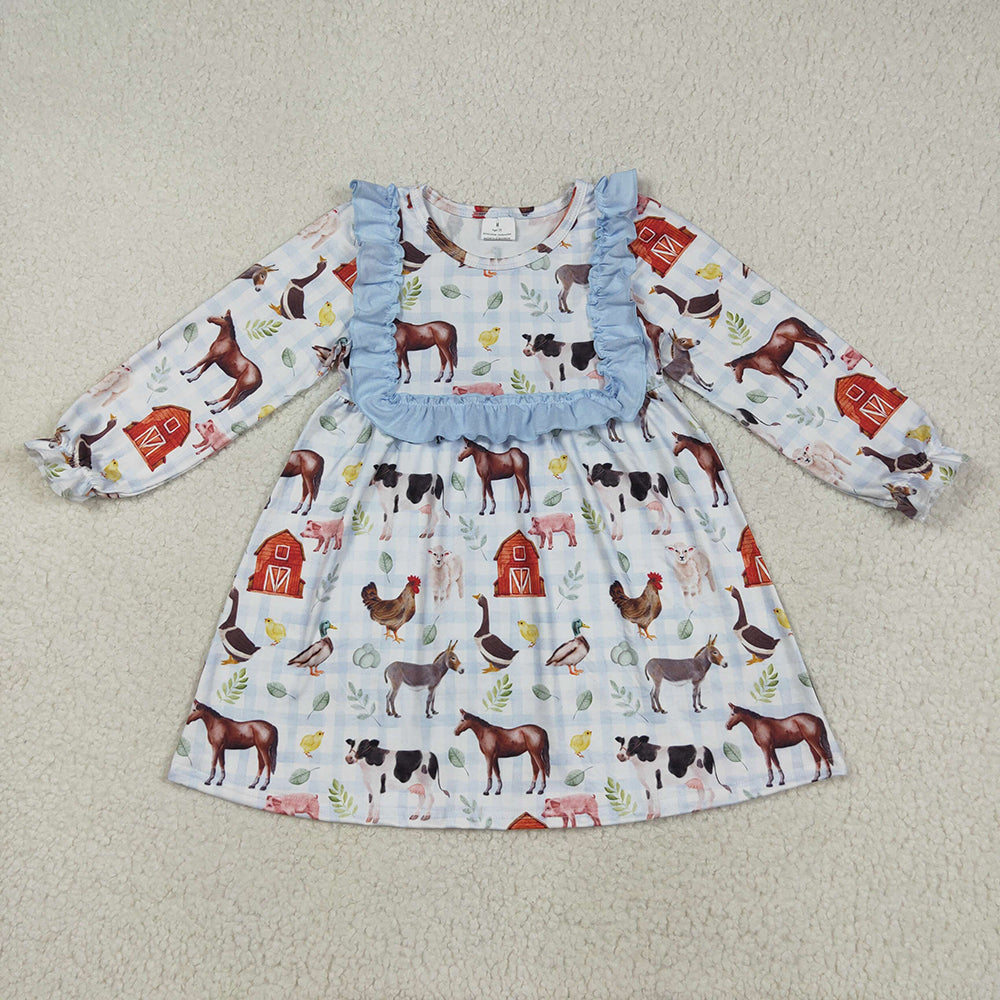 Sibling Baby Girls Farm House Animals Rompers Dresses Outfits