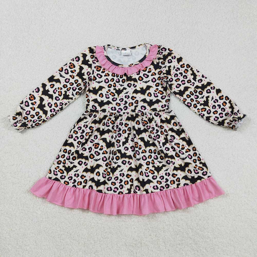 Baby Girls Halloween Leopard Bats Knee Length Dresses