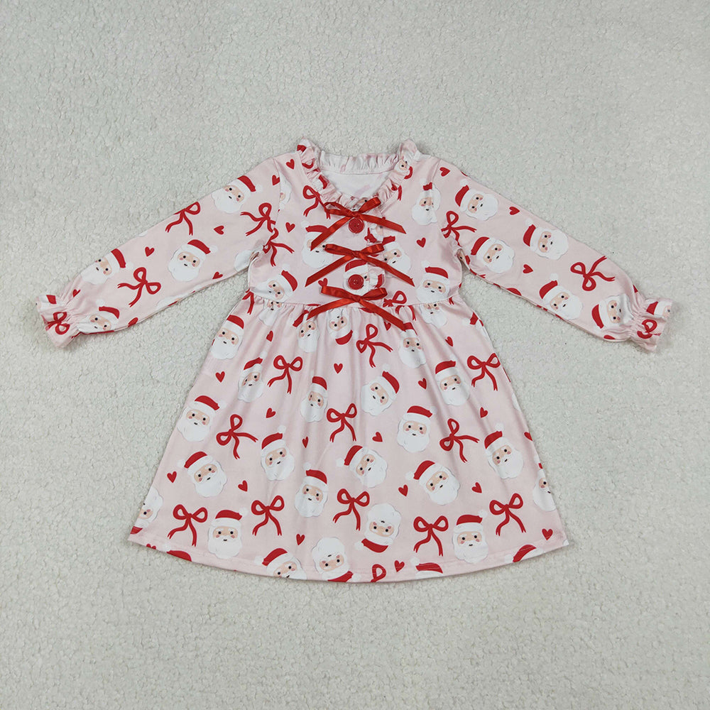 Baby Girls Red Bows Santa Christmas Knee Length Dresses