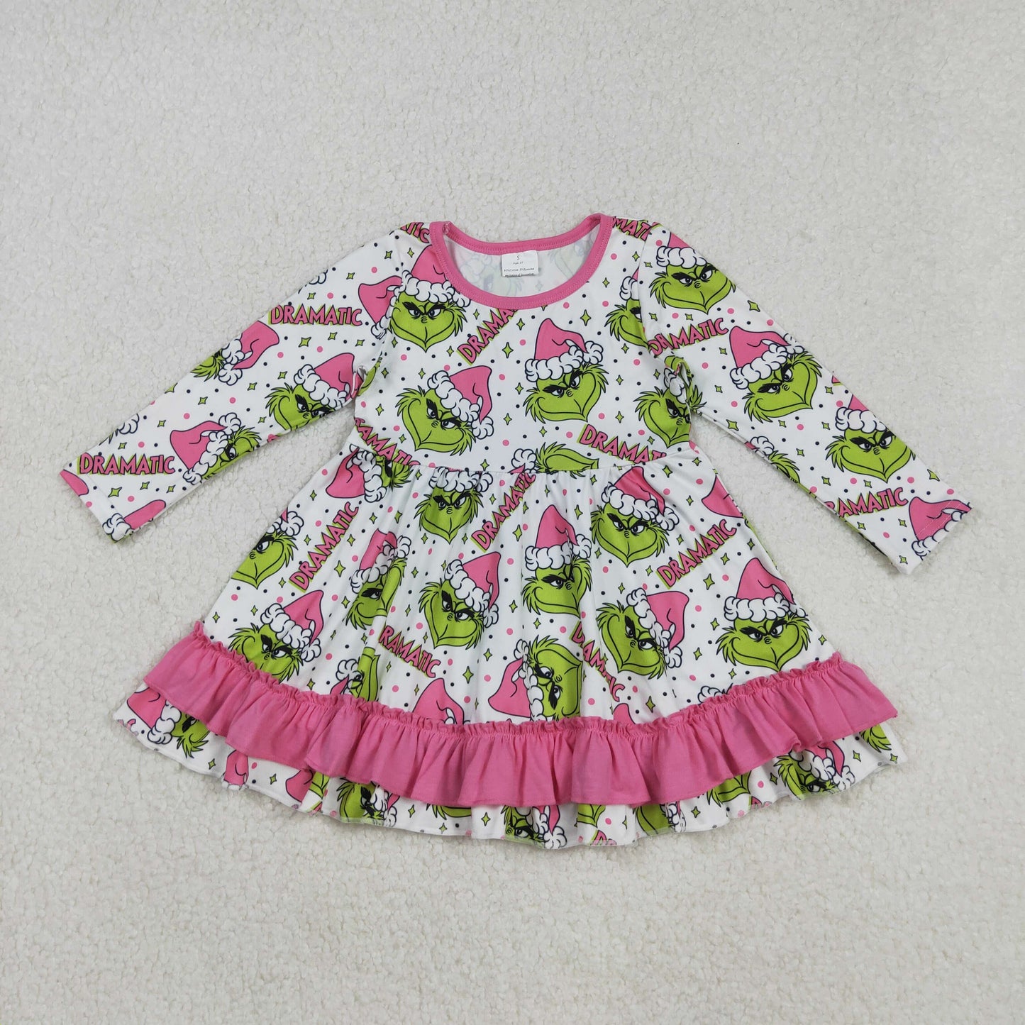 Sibling Baby Girls Green Faces Dramatic Christmas Zip Romper Pajamas Set Dresses