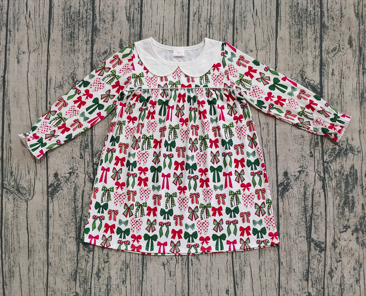 Baby Girls Green Red Bows Plaid Christmas Knee Length Dresses Preorder