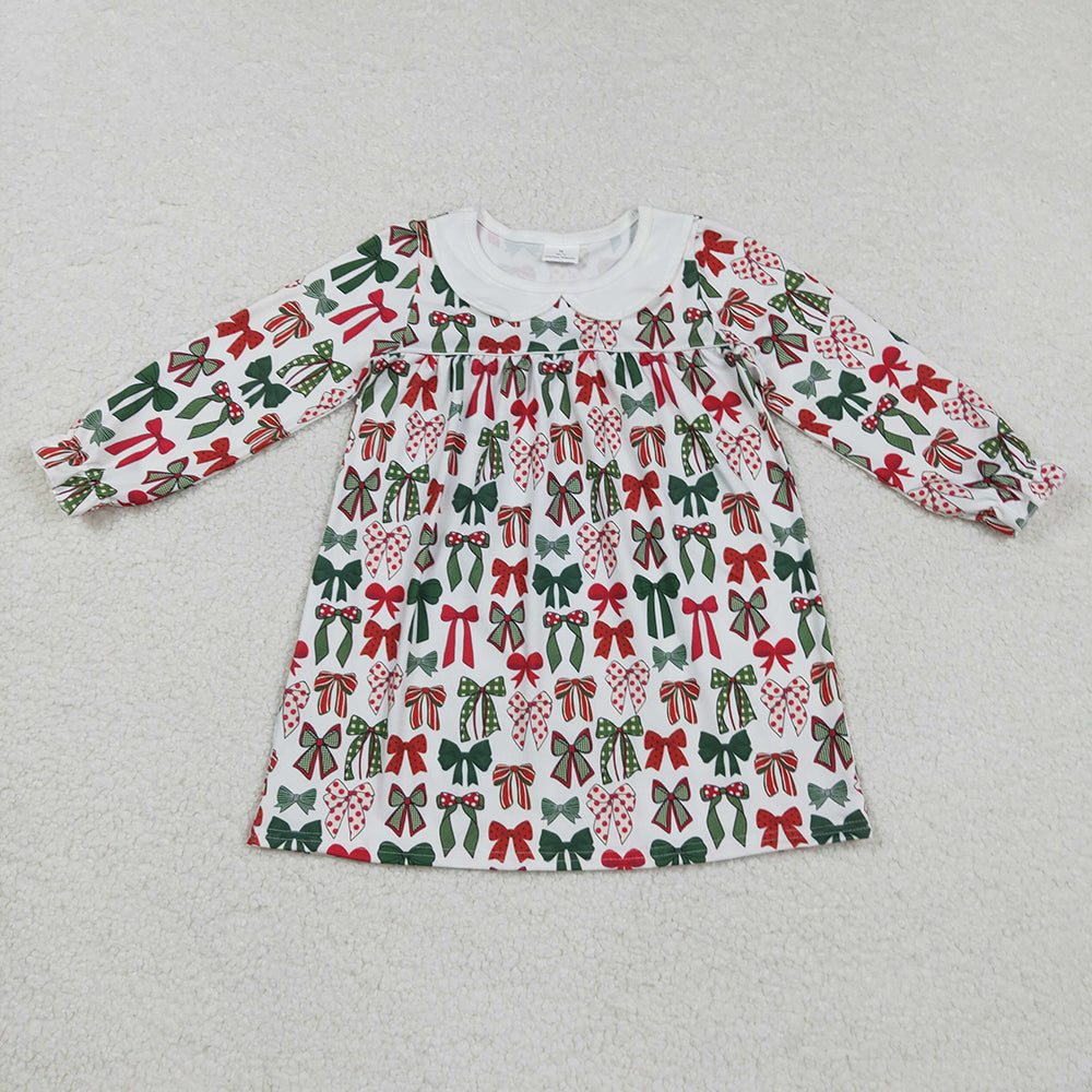 Baby Girls Green Red Bows Plaid Christmas Knee Length Dresses Preorder