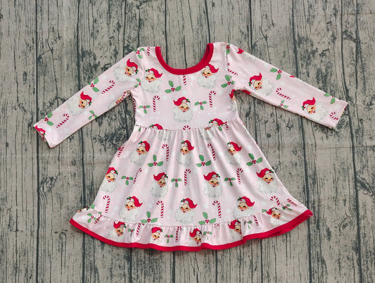 Baby Girls Santa Holly Candy Cane Christmas Ruffle Knee Length Dresses