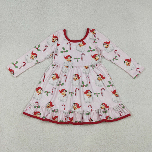 Baby Girls Santa Holly Candy Cane Christmas Ruffle Knee Length Dresses