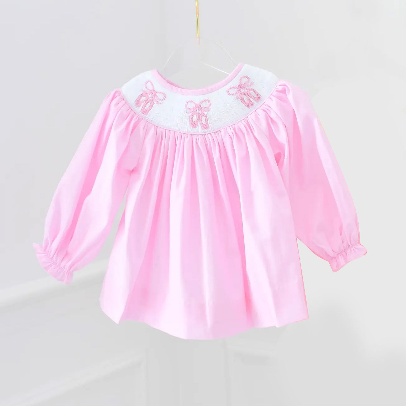 Baby Girls Pink Long Sleeve Boots Bows Knee Length Dresses Preorder