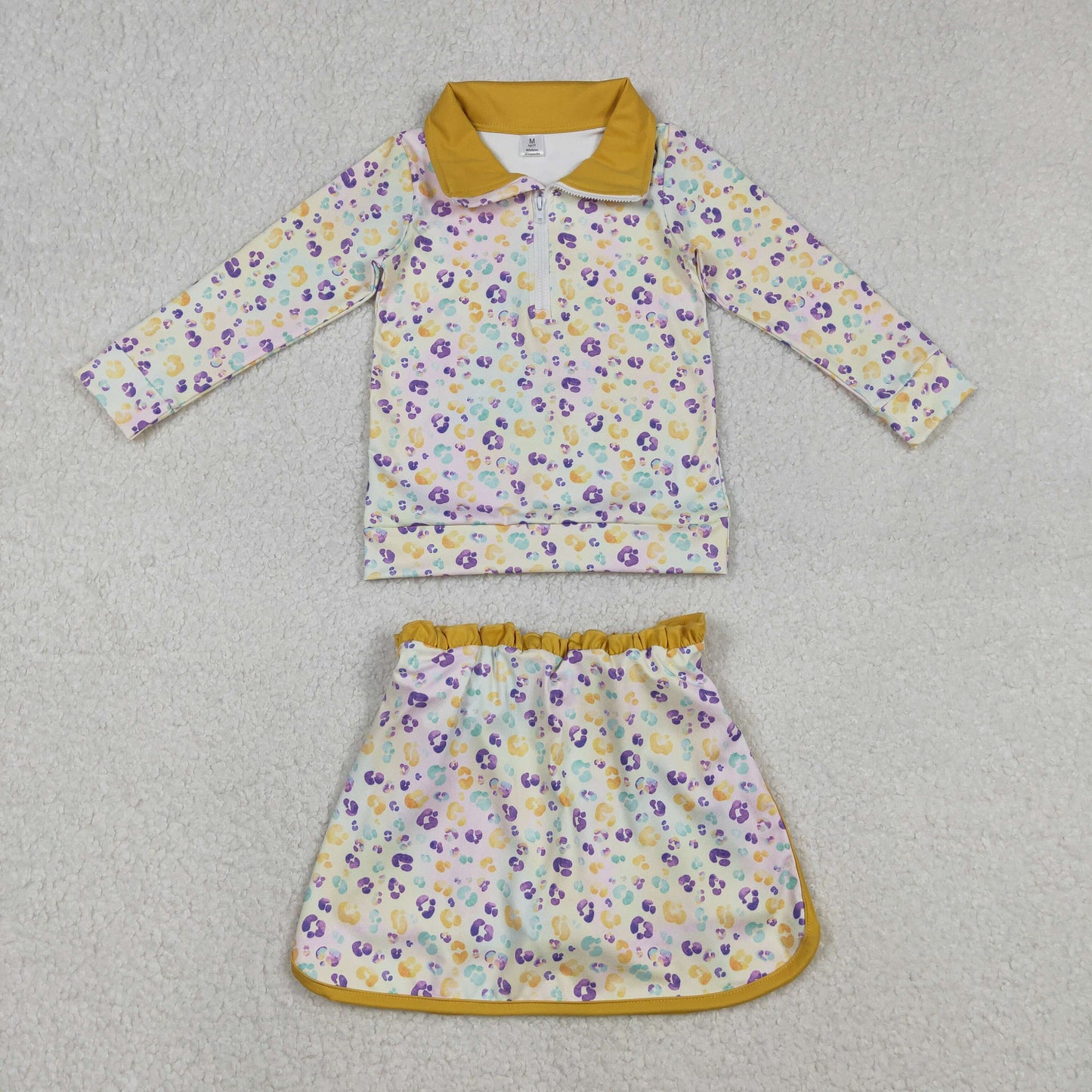 Sibling Baby Girls Mardigras Leopard Yoga Active Shorts Knee Length Dress Skorts Clothes Sets