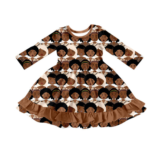 Baby Girls Black Girls Plaid Ruffle Knee Length Dresses Preorder