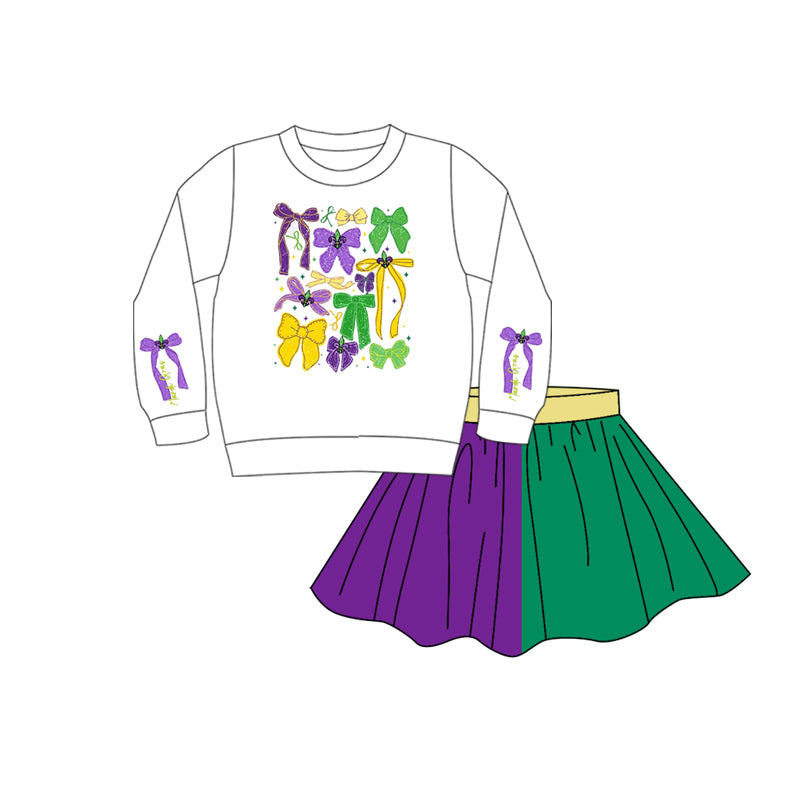 Baby Girls Anchors Bows Top Skirt Shorts Bottom Mardigras Clothes Sets Preorder