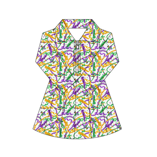 Baby Girls Mardigras Lights Fur Yoga Shorts Zipper Knee Length Dresses Preorder