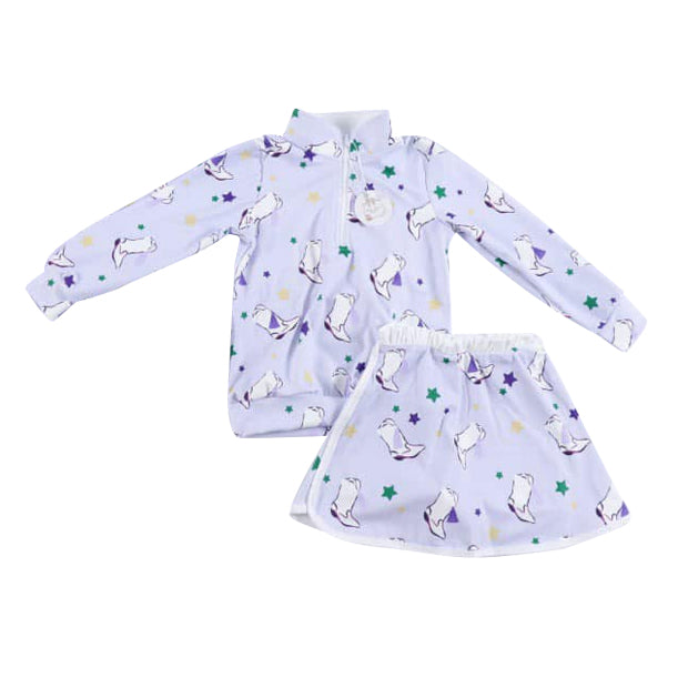 Baby Girls Stars Boots Zipper Pullovers Skirts Shorts Mardigras Yoga Clothes Sets Preorder