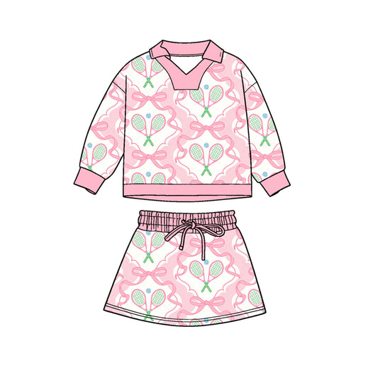 Baby Girls Pink Bows Tennis Long Sleeve Skirts Shorts Clothes Sets Preorder