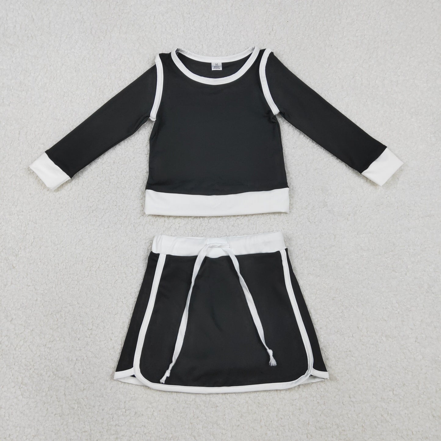 Baby Girls Black Long Sleeve Top Skirts Shorts Yoga Active Clothes Sets