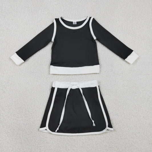 Baby Girls Black Long Sleeve Top Skirts Shorts Yoga Active Clothes Sets
