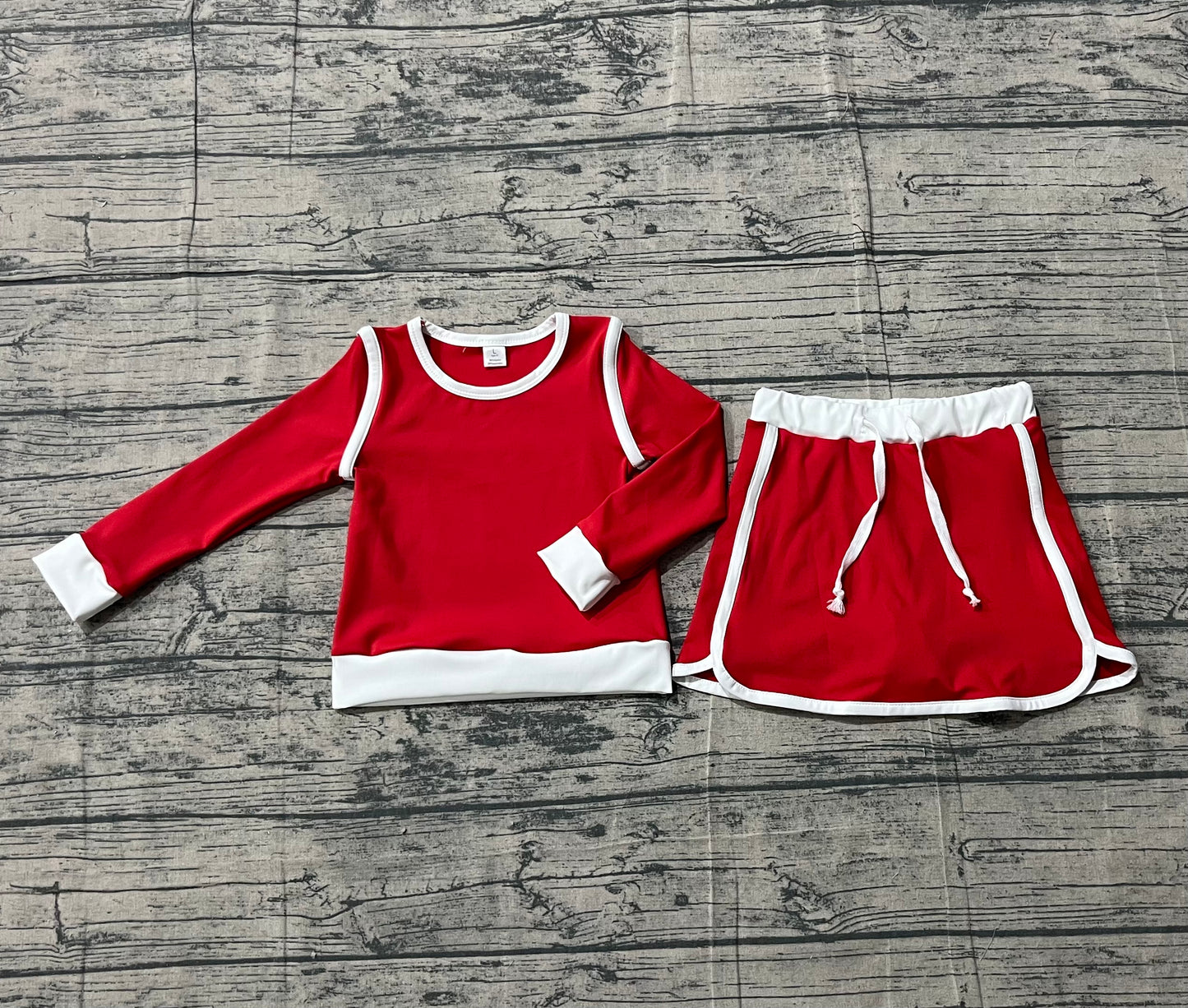 Baby Girls Red Long Sleeve Top Skirts Shorts Yoga Active Clothes Sets