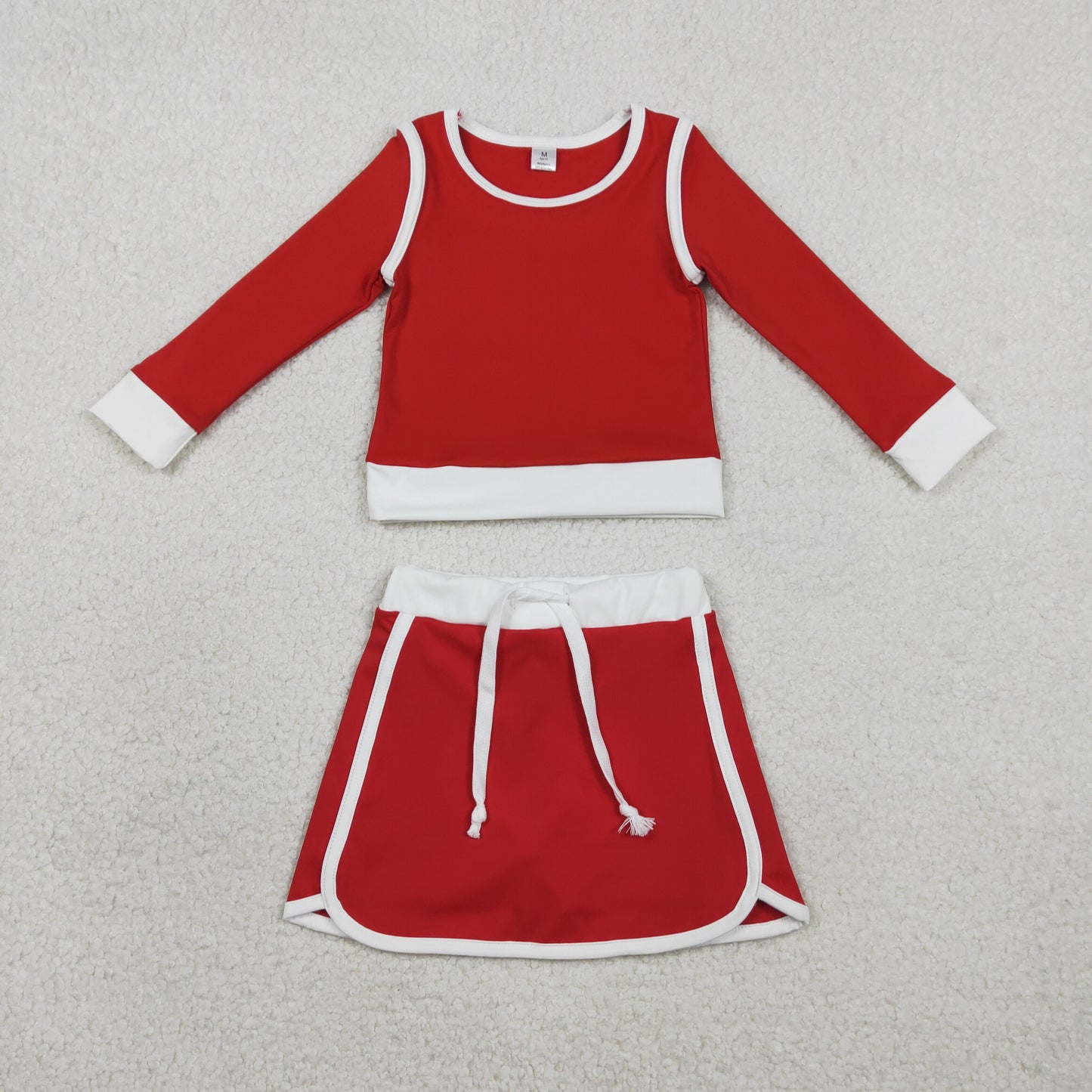 Baby Girls Red Long Sleeve Top Skirts Shorts Yoga Active Clothes Sets