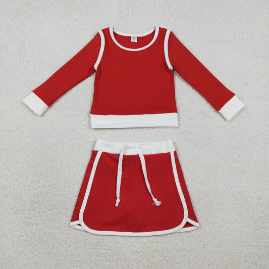 Baby Girls Red Long Sleeve Top Skirts Shorts Yoga Active Clothes Sets