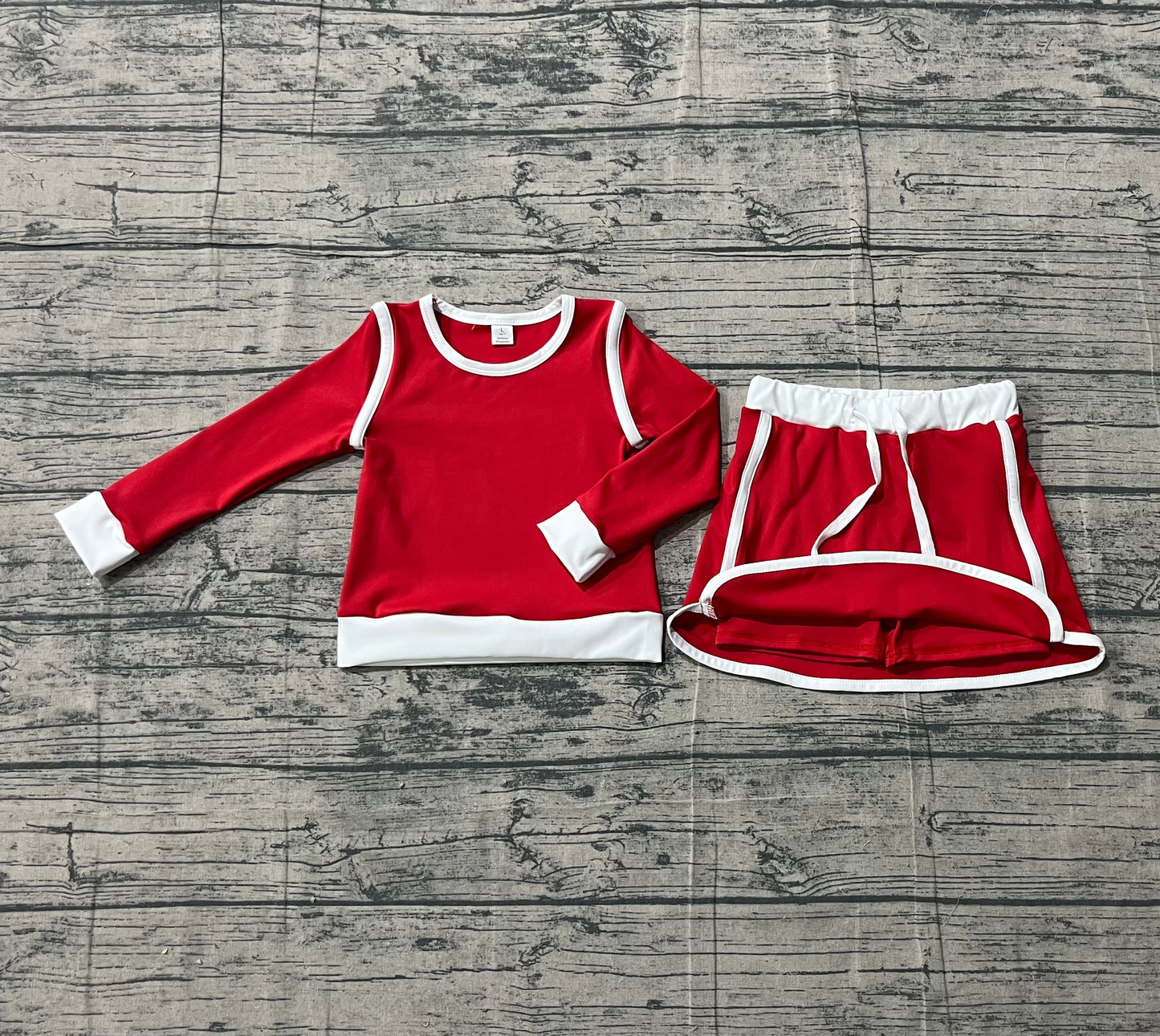 Baby Girls Red Long Sleeve Top Skirts Shorts Yoga Active Clothes Sets