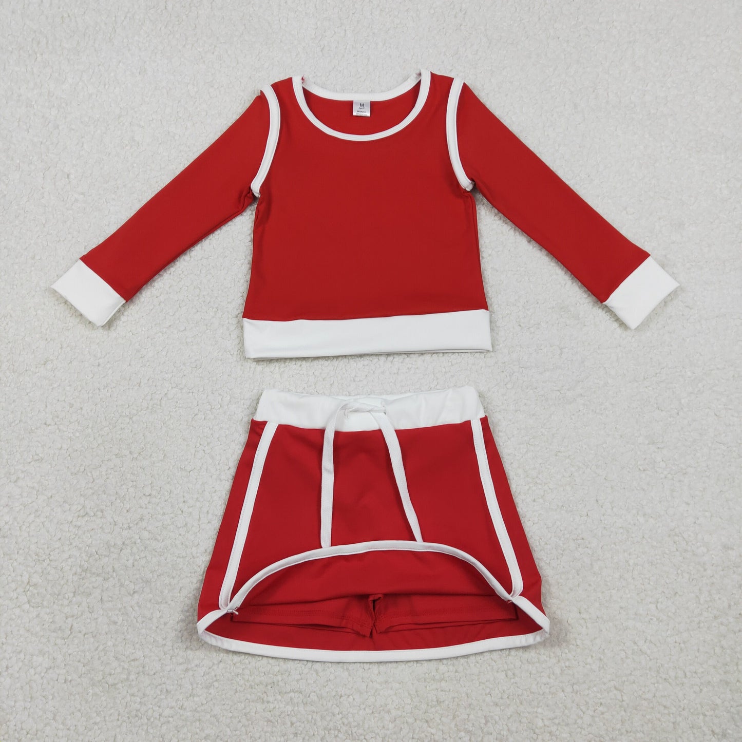 Baby Girls Red Long Sleeve Top Skirts Shorts Yoga Active Clothes Sets