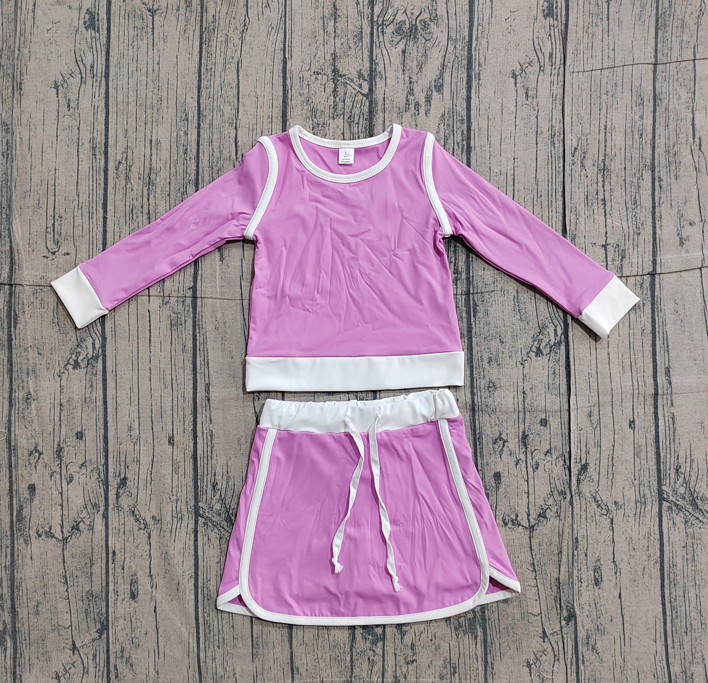Baby Girls Lavender Long Sleeve Top Skirts Shorts Yoga Active Clothes Sets