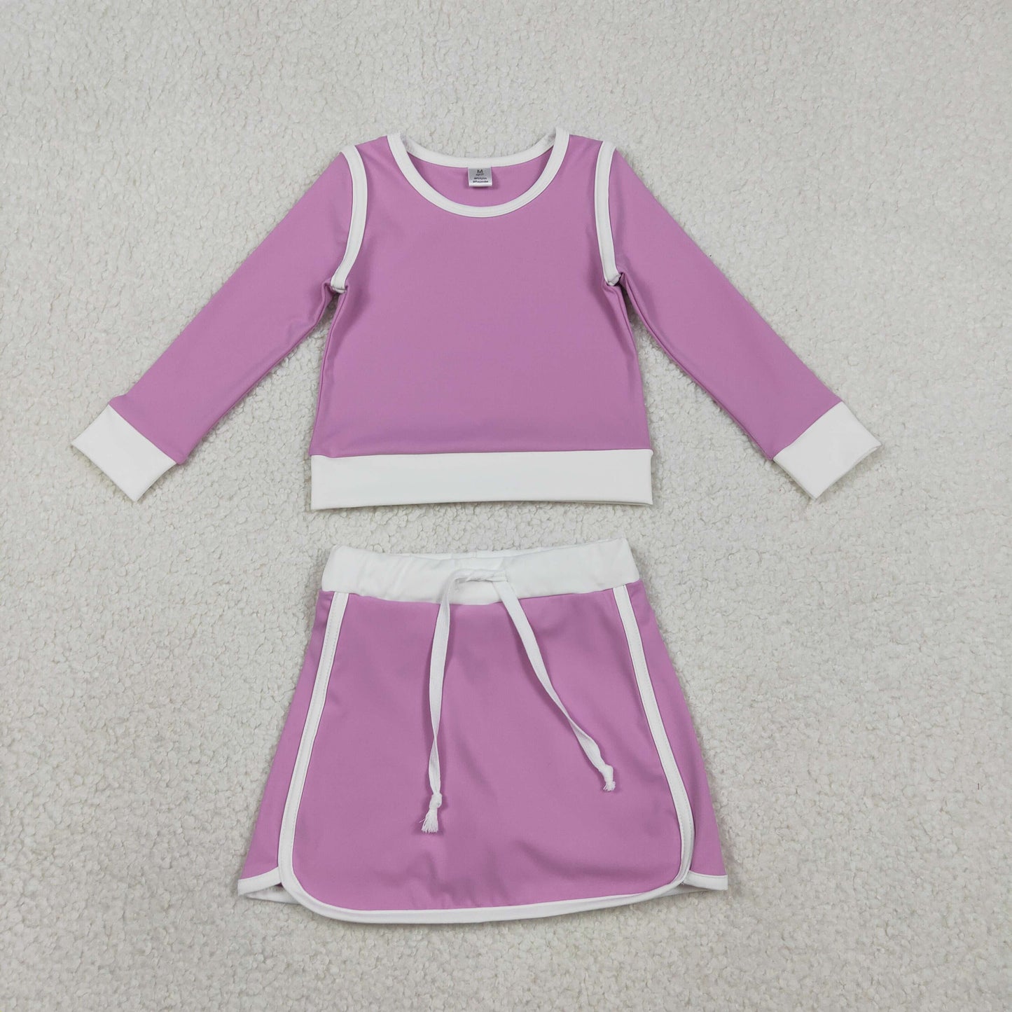 Baby Girls Lavender Long Sleeve Top Skirts Shorts Yoga Active Clothes Sets