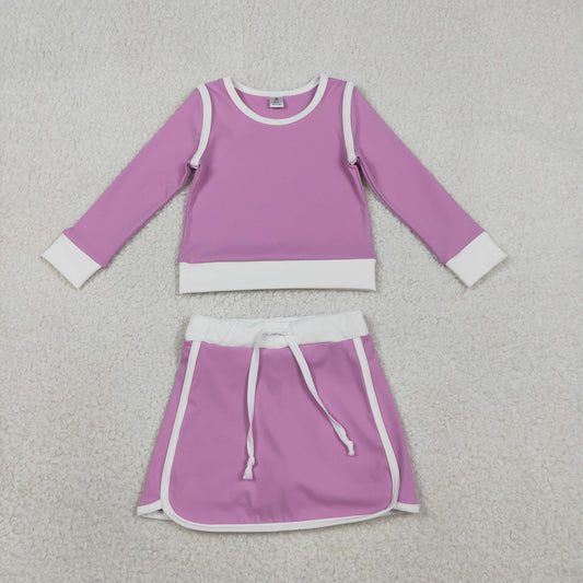 Baby Girls Lavender Long Sleeve Top Skirts Shorts Yoga Active Clothes Sets