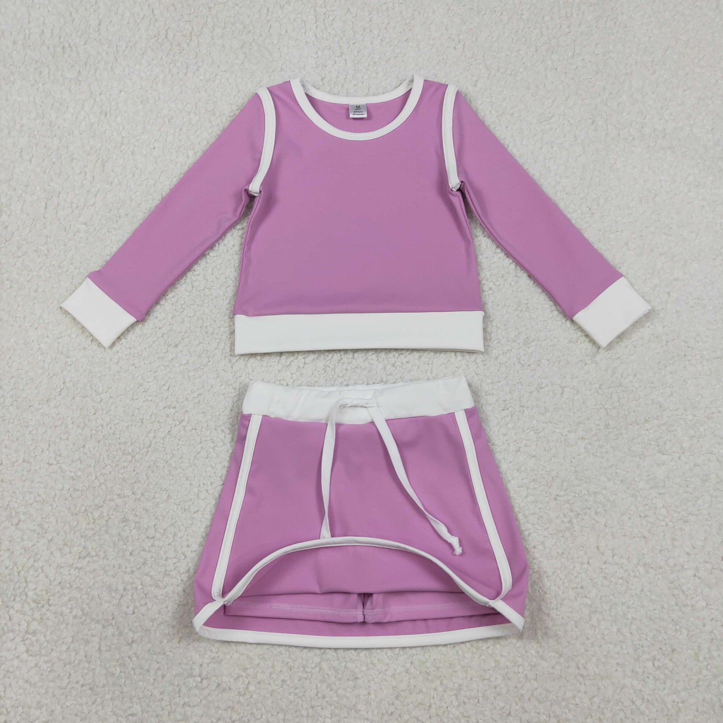 Baby Girls Lavender Long Sleeve Top Skirts Shorts Yoga Active Clothes Sets