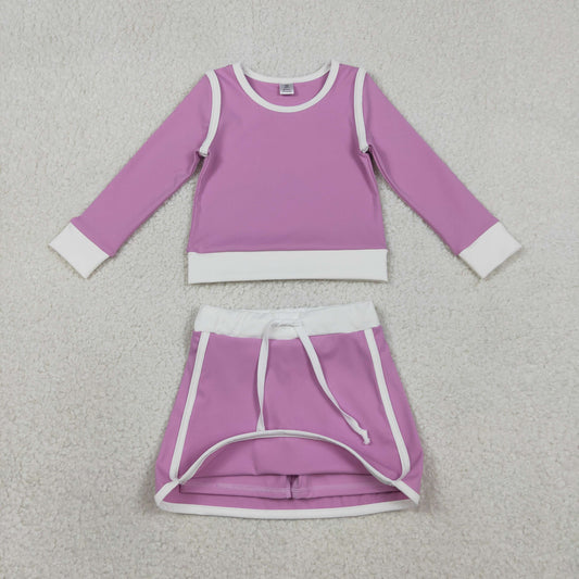 Baby Girls Lavender Long Sleeve Top Skirts Shorts Yoga Active Clothes Sets