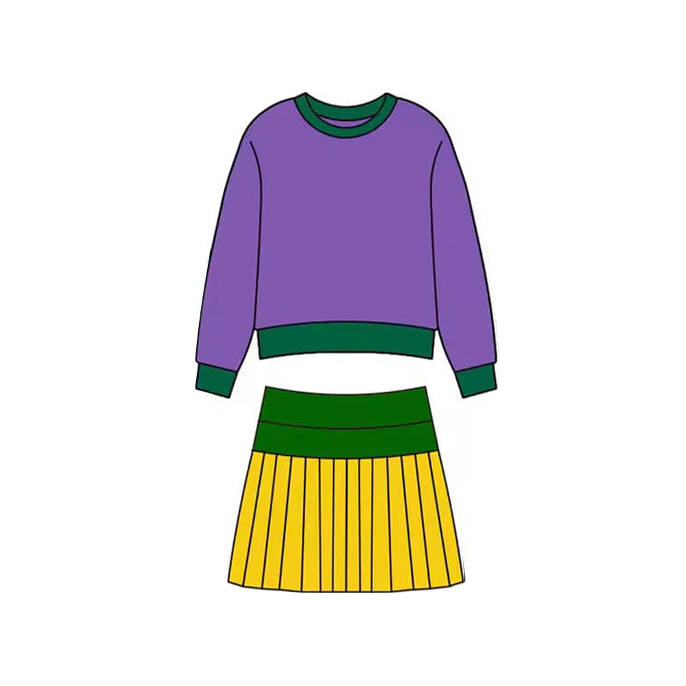 Baby Girls Mardigras Long Sleeve Top Skirt Shorts Yoga Clothes Top Preorder