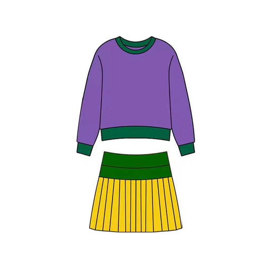 Baby Girls Mardigras Long Sleeve Top Skirt Shorts Yoga Clothes Top Preorder