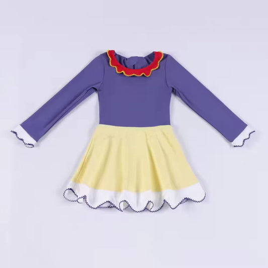 Baby Girls Yellow Purple Red Yoga Ruffle Collar Knee length Dresses Preorder