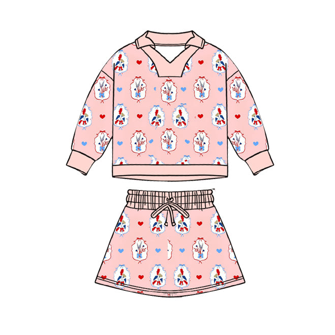 Baby Girls Hearts Flowers Top Skirt Shorts Valentines Clothes Sets Preorder