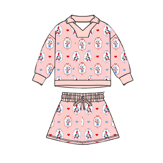 Baby Girls Hearts Flowers Top Skirt Shorts Valentines Clothes Sets Preorder