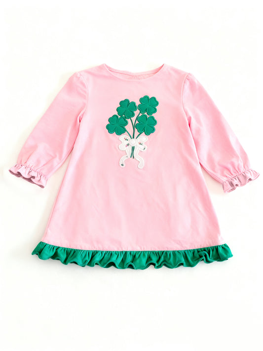 Baby Girls Clovers Bows St Patrick Ruffle Knee Length Dresses Preorder