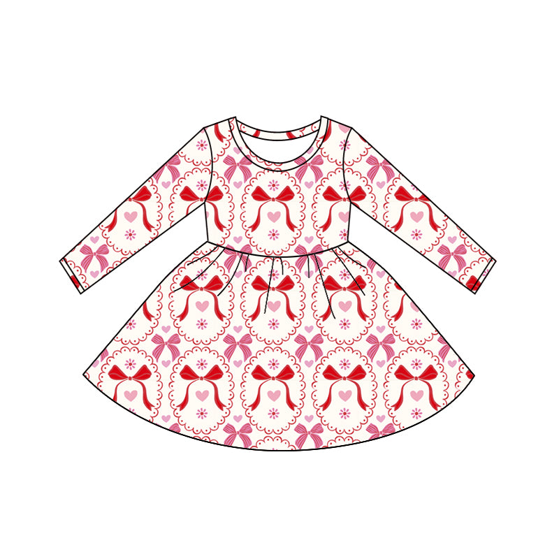 Baby Girls Bows Hearts Checked Valentine Knee Length Dresses Preorder