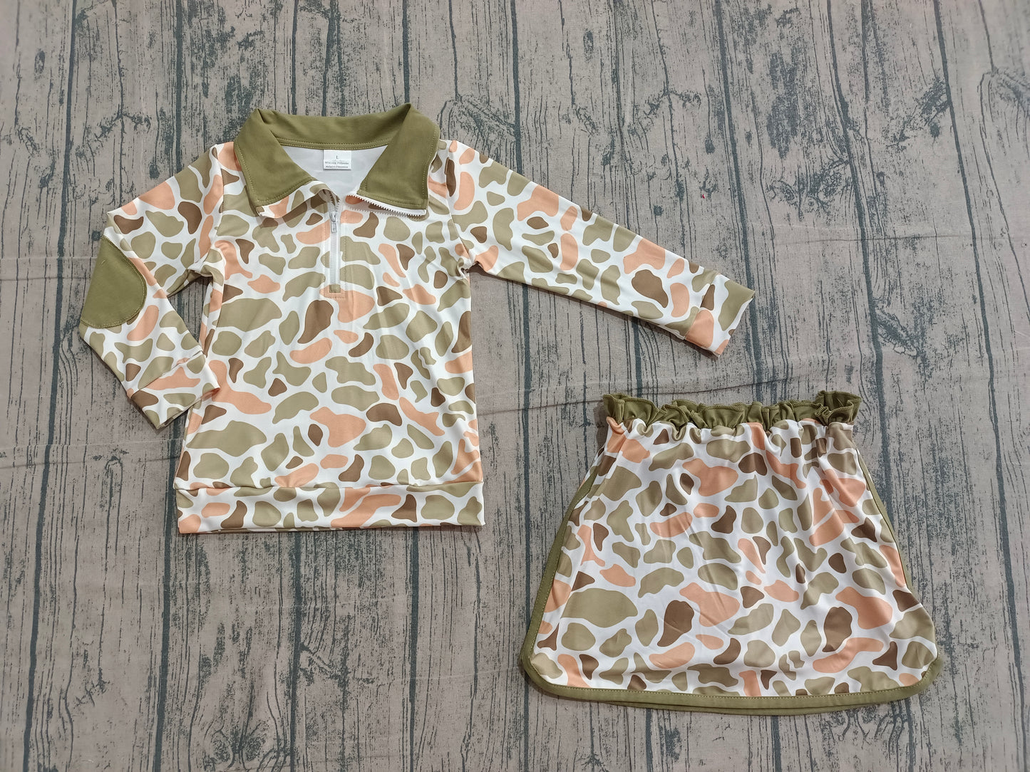 Baby Girls Southern Orange Camo Zip Pullover Skirt Shorts Clothes Sets