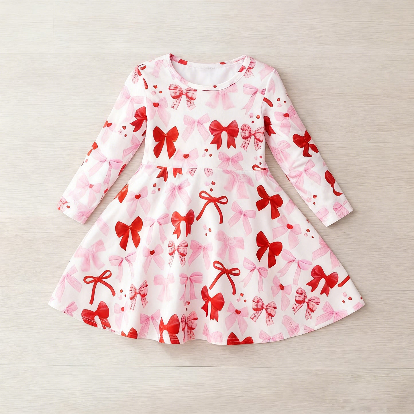 Baby Girls Hearts Bows Valentines Knee Length Dresses Preorder