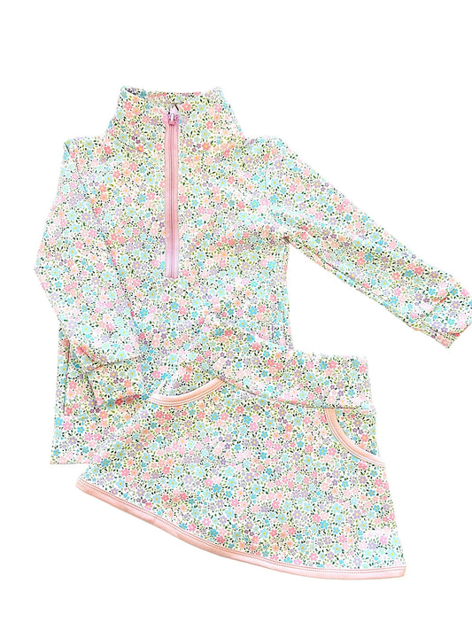 Baby Girls Colorful Floral Pockets Zipper Pullovers Skirt Shorts Clothes Sets Preorder