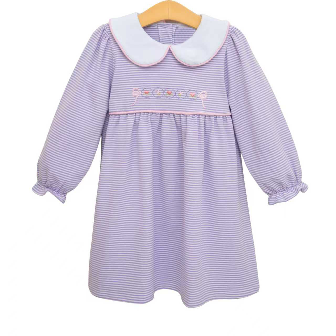 Baby Girls Bows Hearts Valentines Stripe Collar Knee Length Dresses Preorder