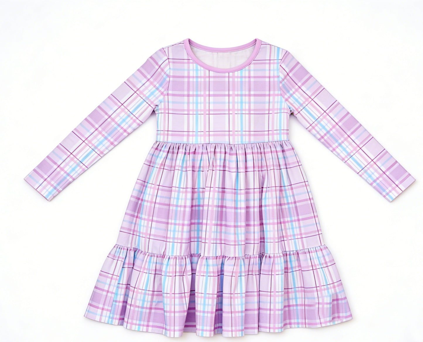 Baby Girls Colorful Checked Patchwork Knee Length Dresses Preorder